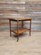 Mid Century Teak Drinks Trolley Serving Cart Removable Tray