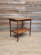 Mid Century Teak Drinks Trolley Serving Cart Removable Tray
