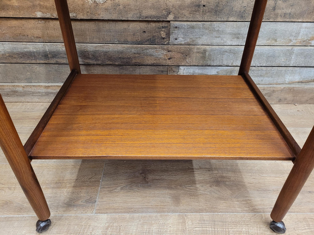 Mid Century Teak Drinks Trolley Serving Cart Removable Tray