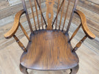 Pair Victorian Elm Windsor Armchairs Cabriole Legs Farmhouse C19th Antique