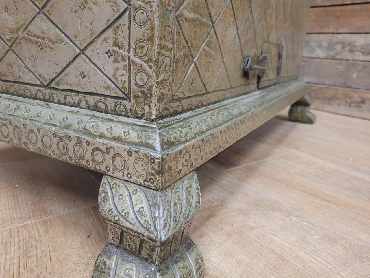 Indian Brass Clad Dowry Chest Coffee Table Storage Trunk