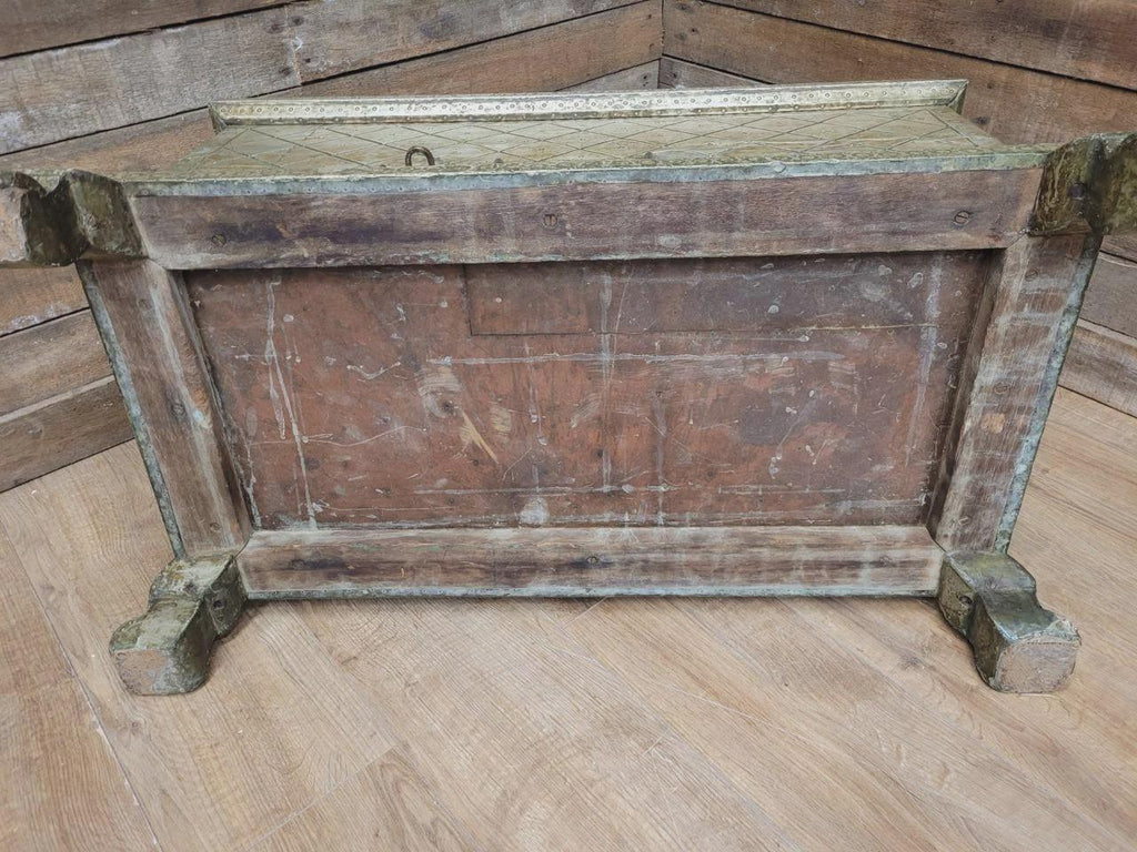 Indian Brass Clad Dowry Chest Coffee Table Storage Trunk