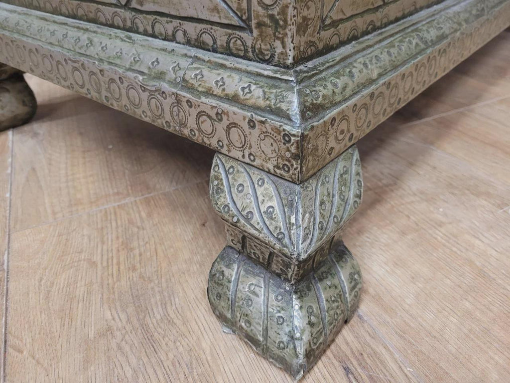 Indian Brass Clad Dowry Chest Coffee Table Storage Trunk