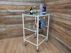 Mid Century Medical Trolley White Tubular Plastic Shelves Drinks Trolley