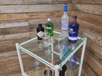 Mid Century Medical Trolley White Tubular Plastic Shelves Drinks Trolley