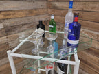 Mid Century Medical Trolley White Tubular Plastic Shelves Drinks Trolley