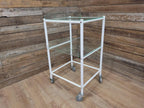 Mid Century Medical Trolley White Tubular Plastic Shelves Drinks Trolley