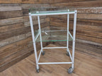 Mid Century Medical Trolley White Tubular Plastic Shelves Drinks Trolley