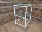 Mid Century Medical Trolley White Tubular Plastic Shelves Drinks Trolley