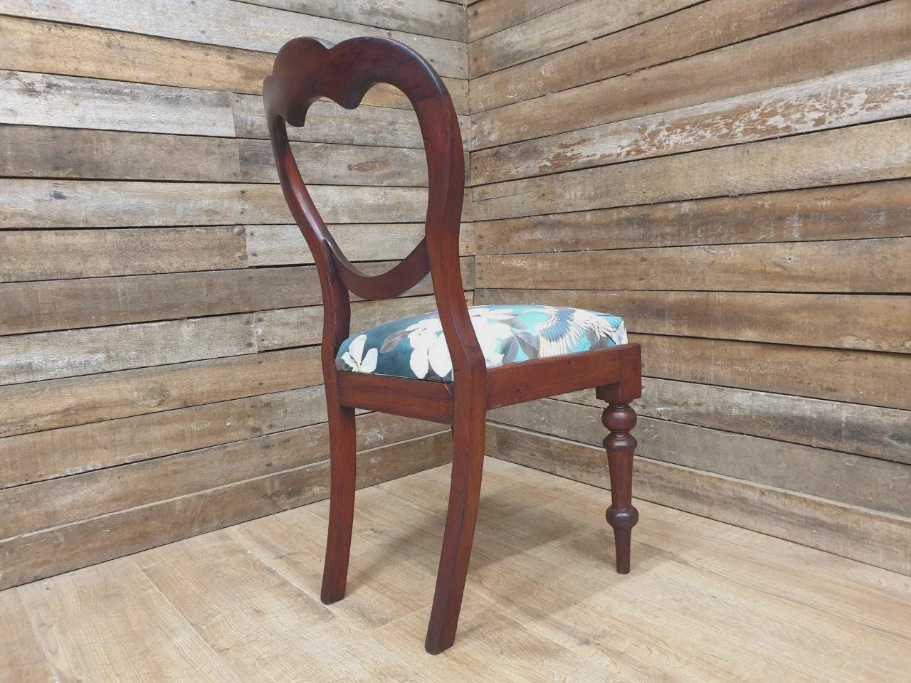 Victorian Mahogany Hall Chair Crane Velvet Upholstery