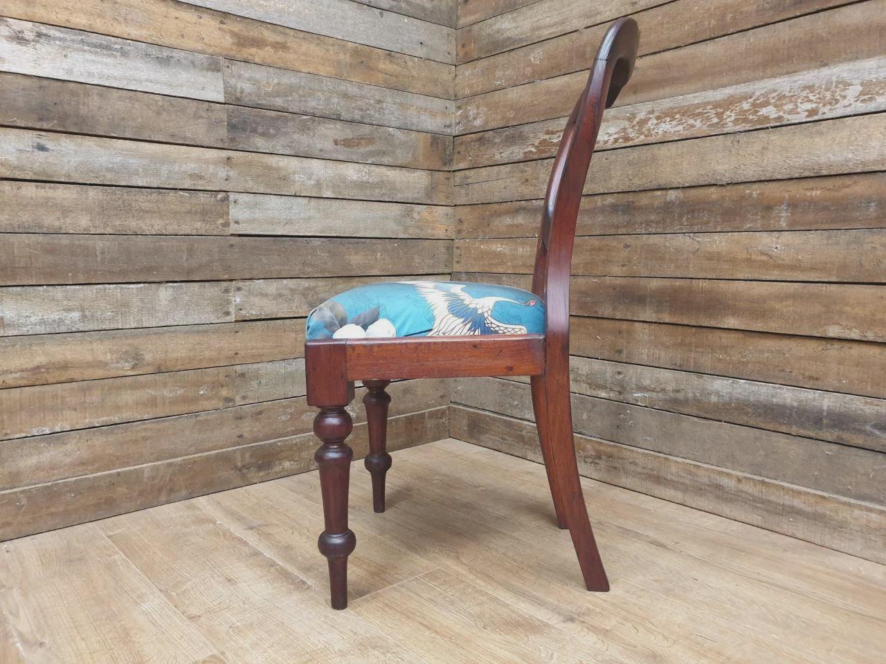 Victorian Mahogany Hall Chair Crane Velvet Upholstery
