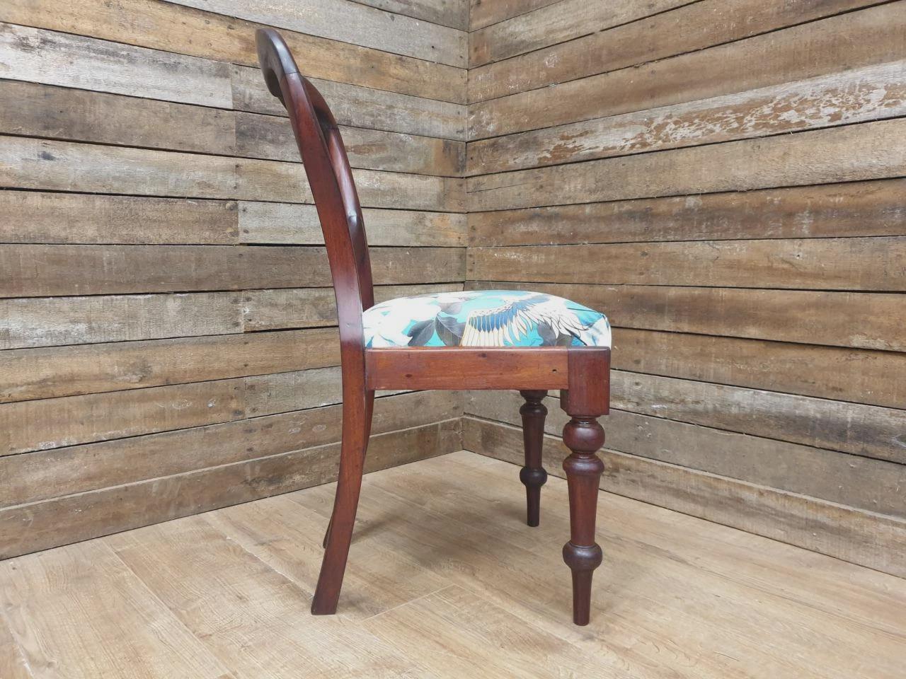 Victorian Mahogany Hall Chair Crane Velvet Upholstery