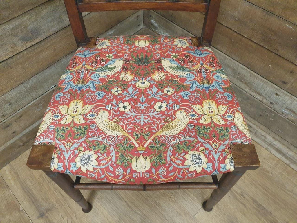 Arts And Crafts Oak Chair William Morris Strawberry Thief Antique Bedroom Chair