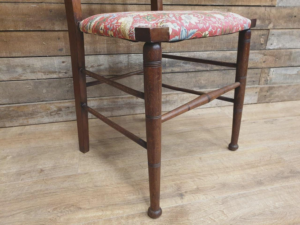 Arts And Crafts Oak Chair William Morris Strawberry Thief Antique Bedroom Chair