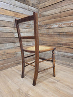 Edwardian Ladder Back Bergere Seat Chair With Turned Legs Cane Rattan Seat