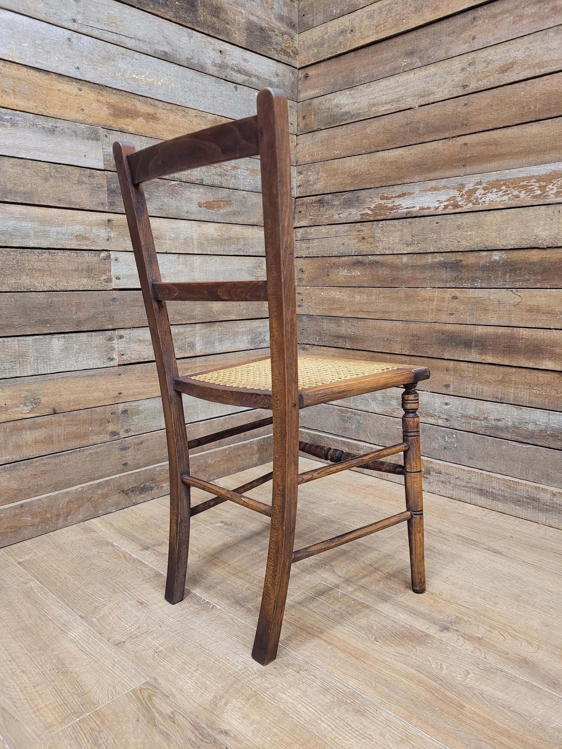 Edwardian Ladder Back Bergere Seat Chair With Turned Legs Cane Rattan Seat