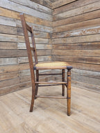 Edwardian Ladder Back Bergere Seat Chair With Turned Legs Cane Rattan Seat