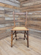 Edwardian Ladder Back Bergere Seat Chair With Turned Legs Cane Rattan Seat