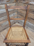 Edwardian Ladder Back Bergere Seat Chair With Turned Legs Cane Rattan Seat
