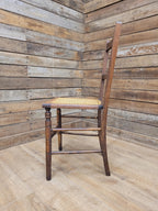 Edwardian Ladder Back Bergere Seat Chair With Turned Legs Cane Rattan Seat