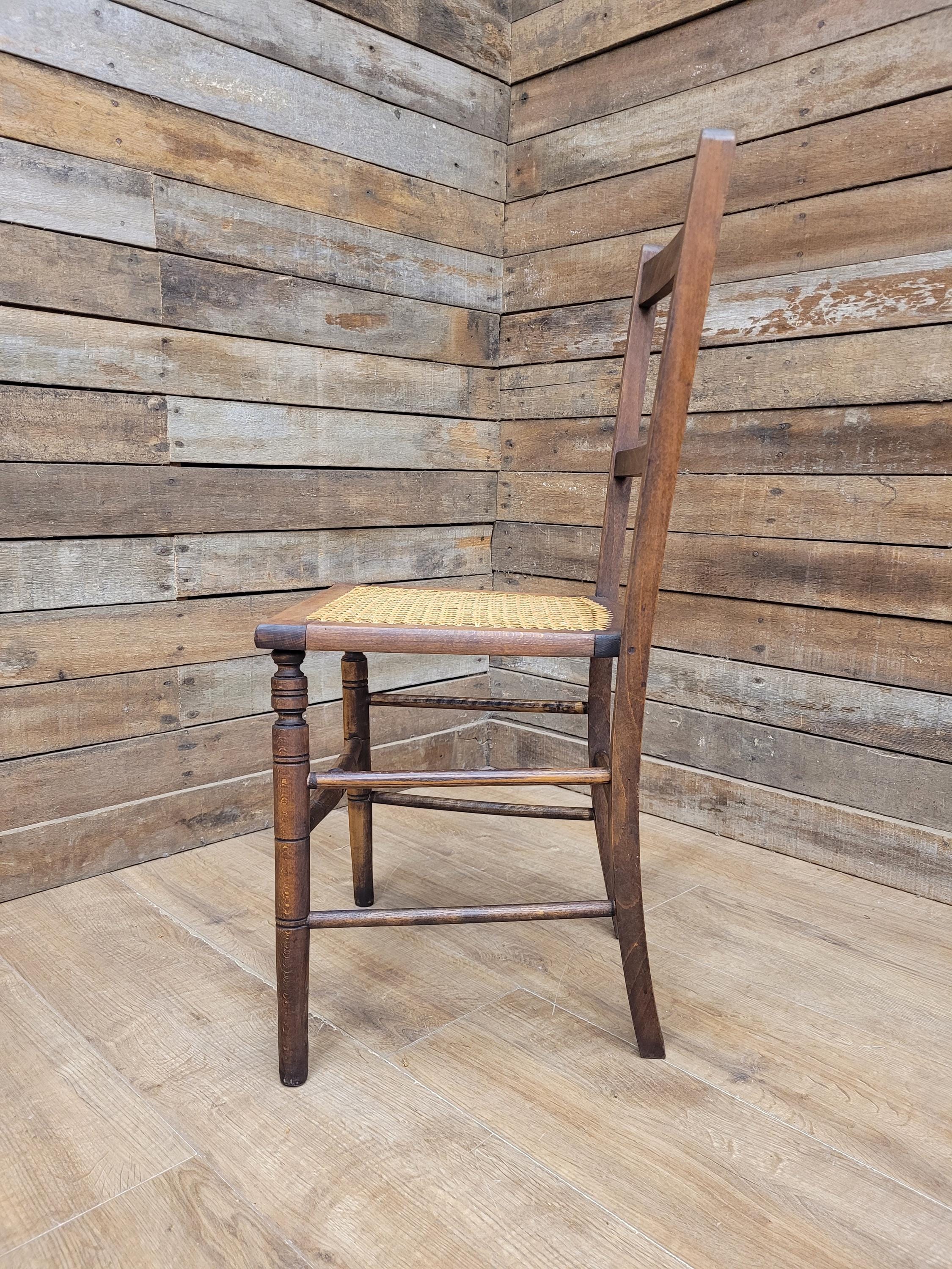 Edwardian Ladder Back Bergere Seat Chair With Turned Legs Cane Rattan Seat