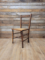Edwardian Ladder Back Bergere Seat Chair With Turned Legs Cane Rattan Seat