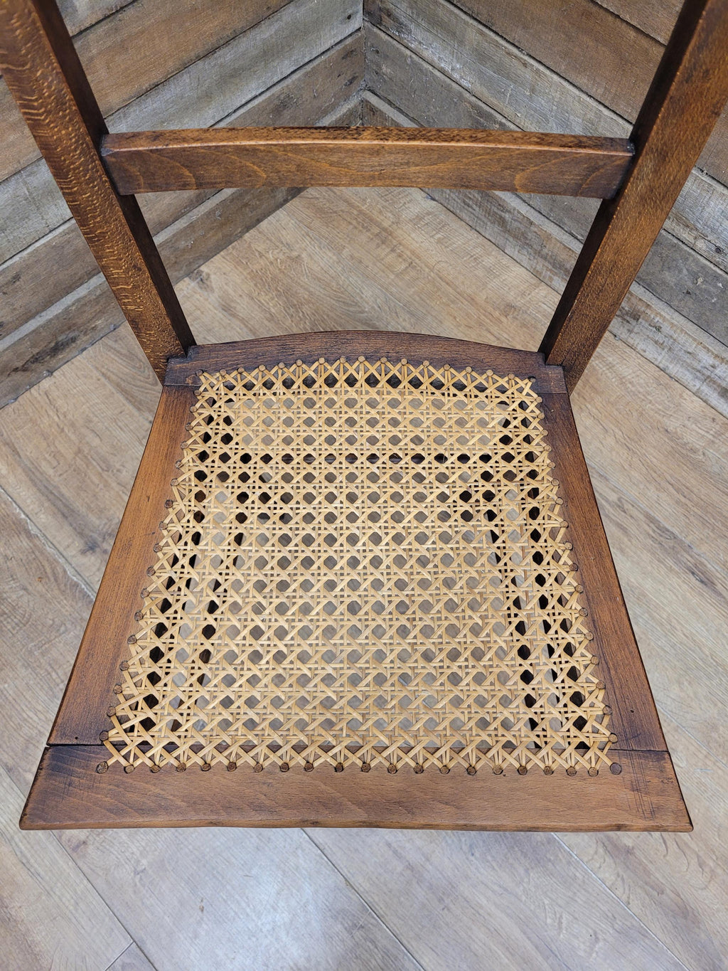 Edwardian Ladder Back Bergere Seat Chair With Turned Legs Cane Rattan Seat