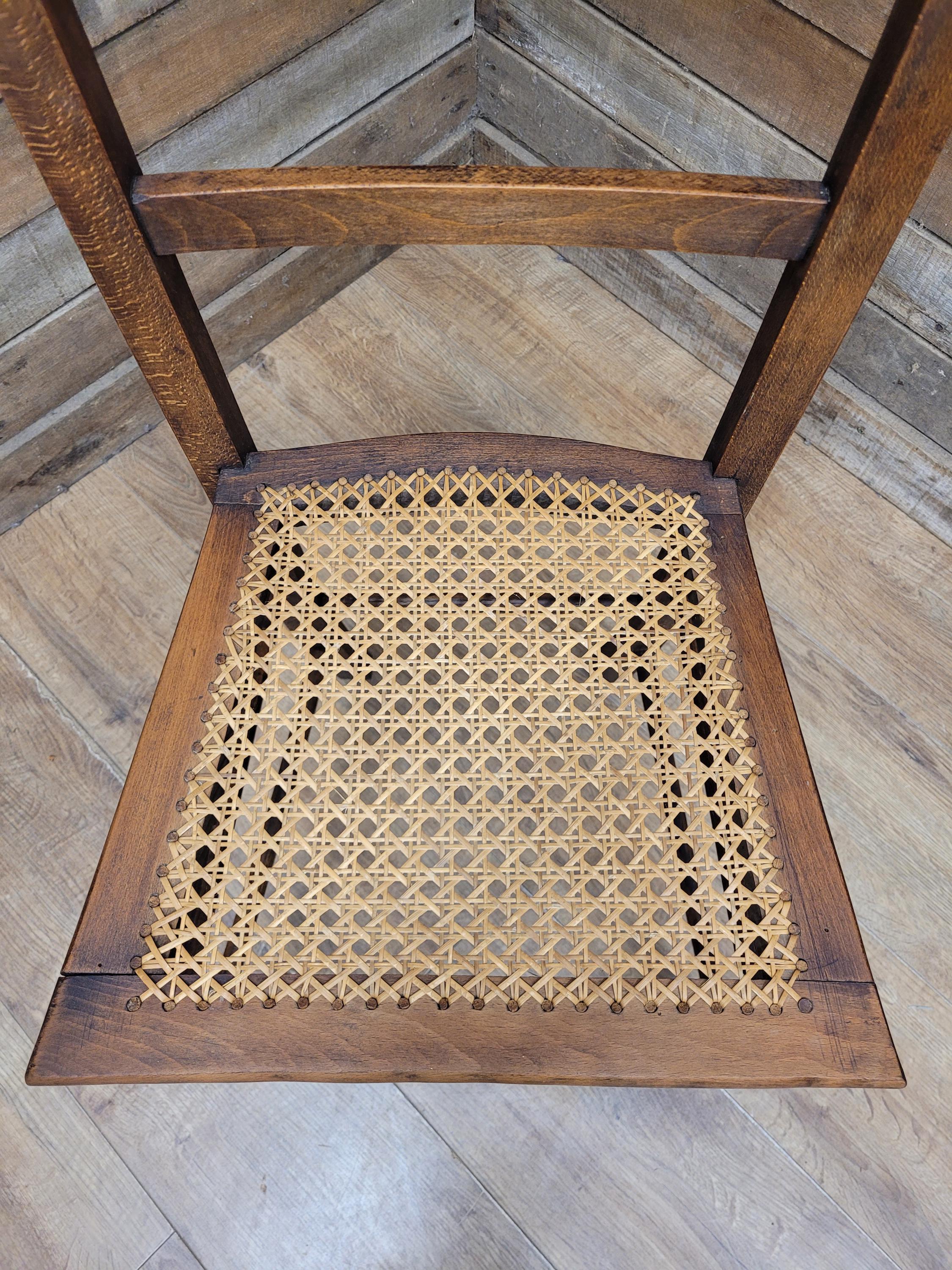 Edwardian Ladder Back Bergere Seat Chair With Turned Legs Cane Rattan Seat