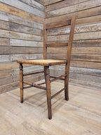 Edwardian Ladder Back Bergere Seat Chair With Turned Legs Cane Rattan Seat