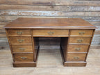 Victorian Mahogany Pedestal Desk With Nine Drawers Antique