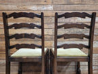 Four Rustic Ladder Back Dining Chairs Upholstered Seats