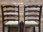 Four Rustic Ladder Back Dining Chairs Upholstered Seats