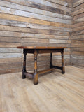 Arts And Crafts Style Copper Top Coffee Table Turned Oak Base