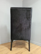 Black Velvet Wingback Armchair Scrolled Arms Chrome Studs Stylish Upholstered