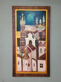 St Marys Basilica Church in Krakow Original Polish Abstract Oil Painting