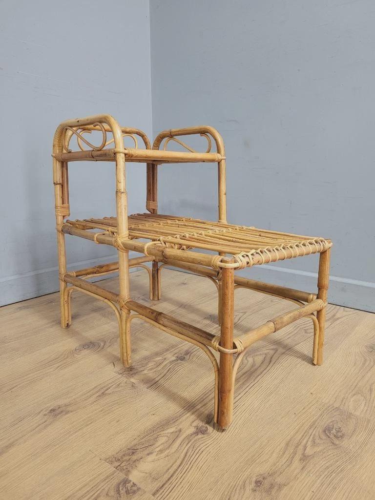 Bamboo Telephone Table Side Table Mid Century Vintage Retro