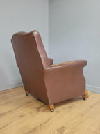 Distressed Brown Leather Tub Club Armchair Art Deco Style Vintage Chair