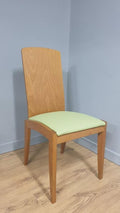 Four Olive Green Leatherette Dining Chairs High Back Retro Style