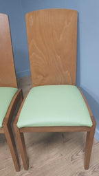 Four Olive Green Leatherette Dining Chairs High Back Retro Style