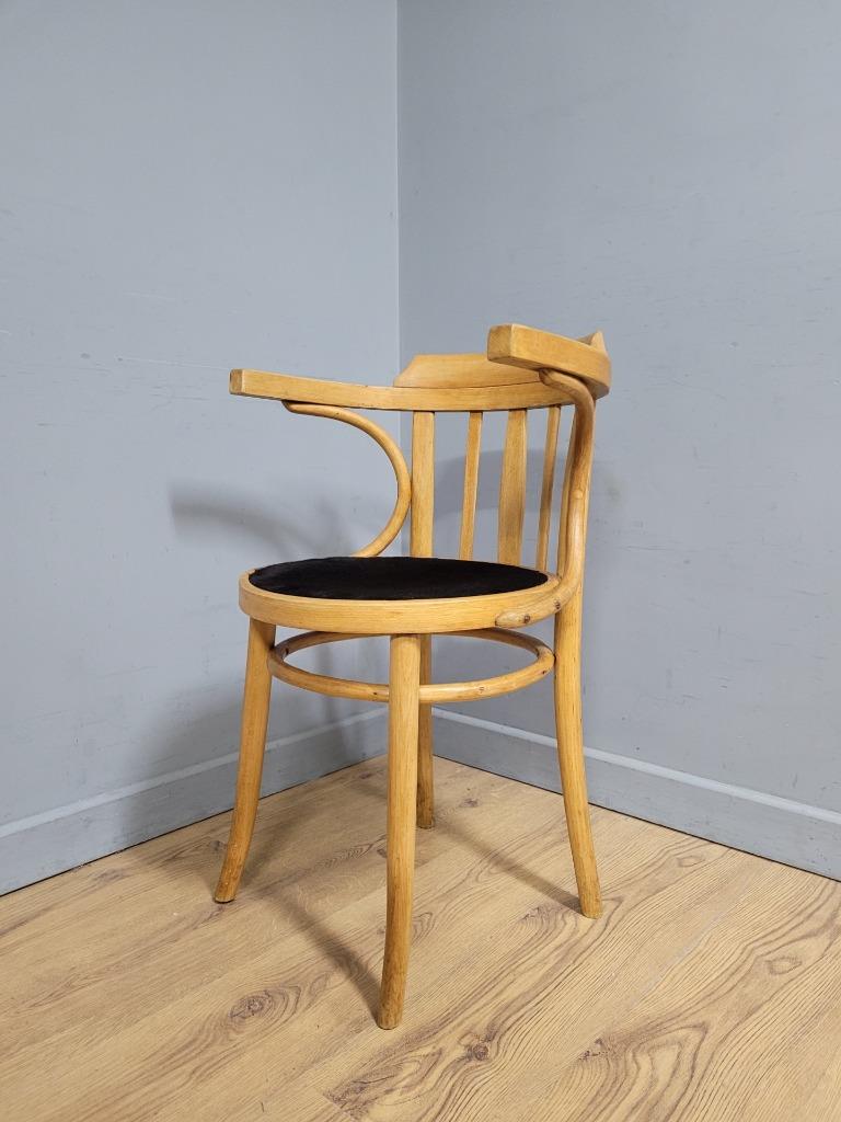 MCM Blonde Cowhorn Bentwood Desk Chair Cow Hide Seat Mid Century