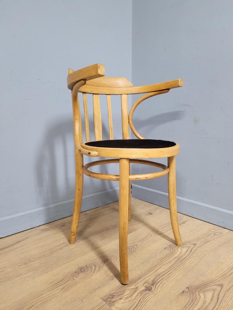 MCM Blonde Cowhorn Bentwood Desk Chair Cow Hide Seat Mid Century