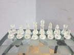 Glass Chess Set Wrought Iron Table Vintage Style