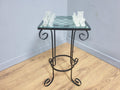 Glass Chess Set Wrought Iron Table Vintage Style