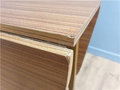 Teak Style Formica Gateleg Dining Table Oval Vintage Drop Leaf MCM Table