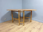 Teak Style Formica Gateleg Dining Table Oval Vintage Drop Leaf MCM Table