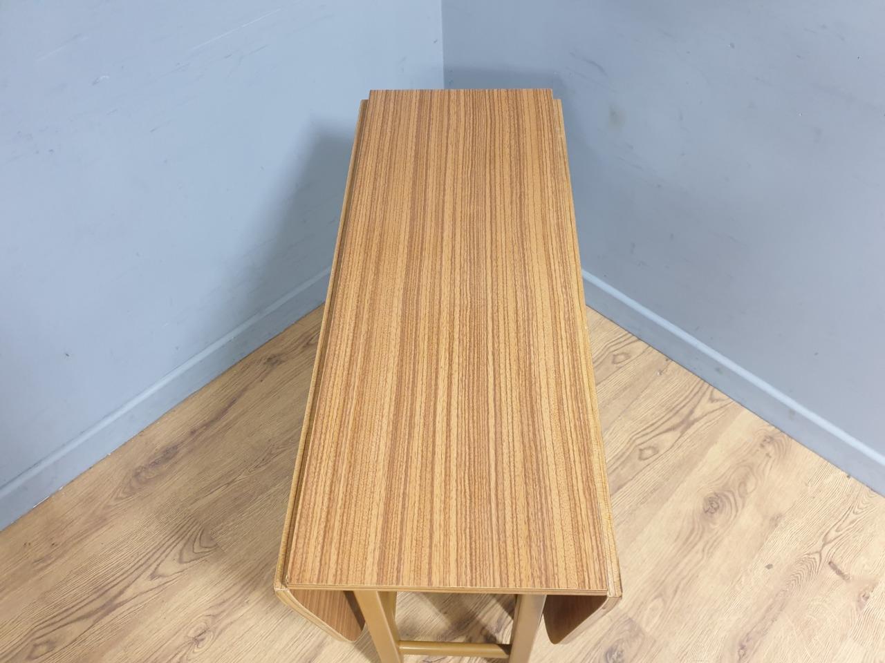 Teak Style Formica Gateleg Dining Table Oval Vintage Drop Leaf MCM Table