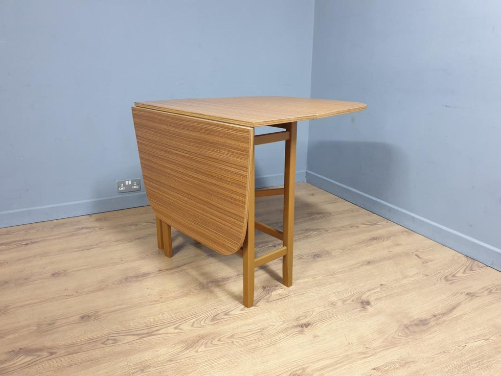 Teak Style Formica Gateleg Dining Table Oval Vintage Drop Leaf MCM Table