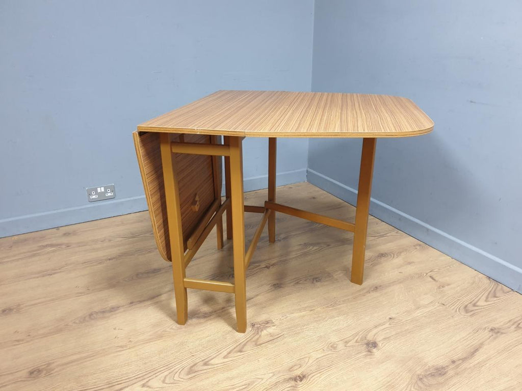 Teak Style Formica Gateleg Dining Table Oval Vintage Drop Leaf MCM Table