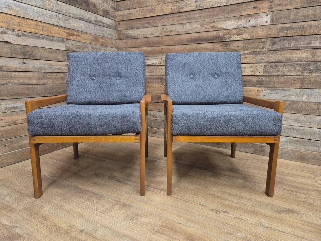 Pair Centa Teak Lounge Chairs Mid Century Danish Armchairs MCM Classic Style