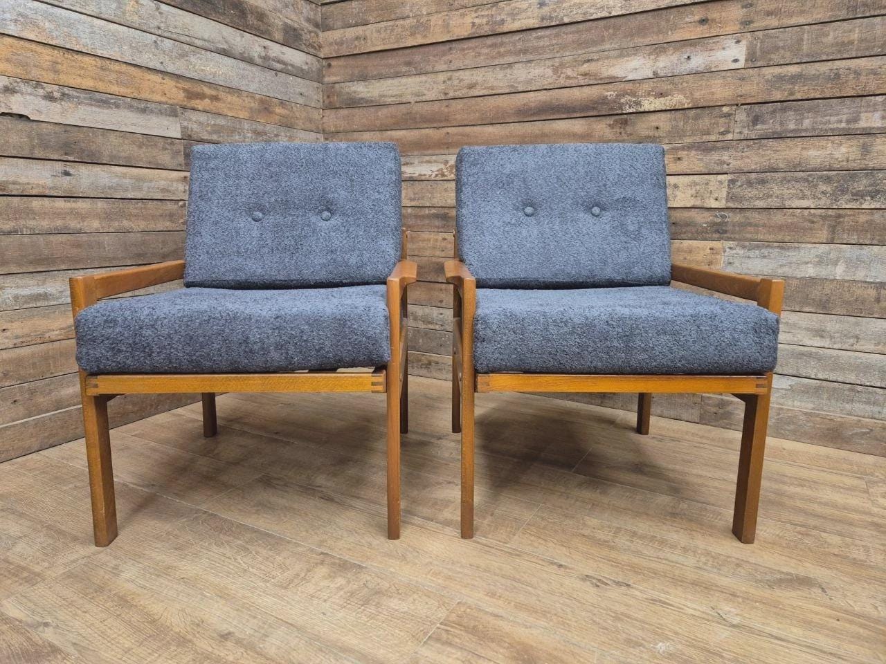 Pair Centa Teak Lounge Chairs Mid Century Danish Armchairs MCM Classic Style